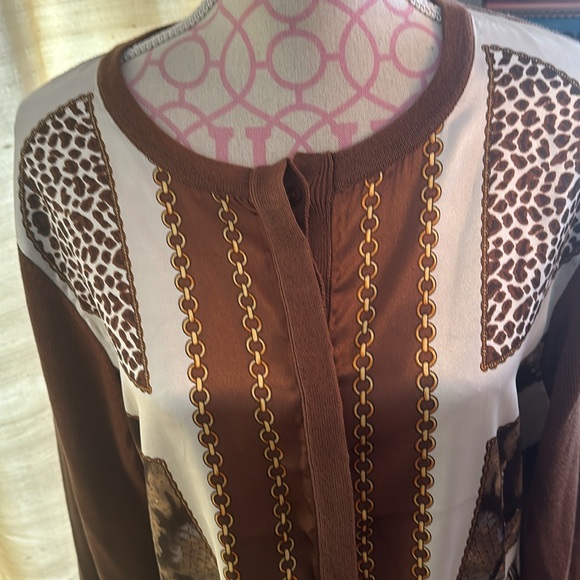 Gorgeous extra large silk Cardigan with silk inlay animal print Versace like - Picture 2 of 4